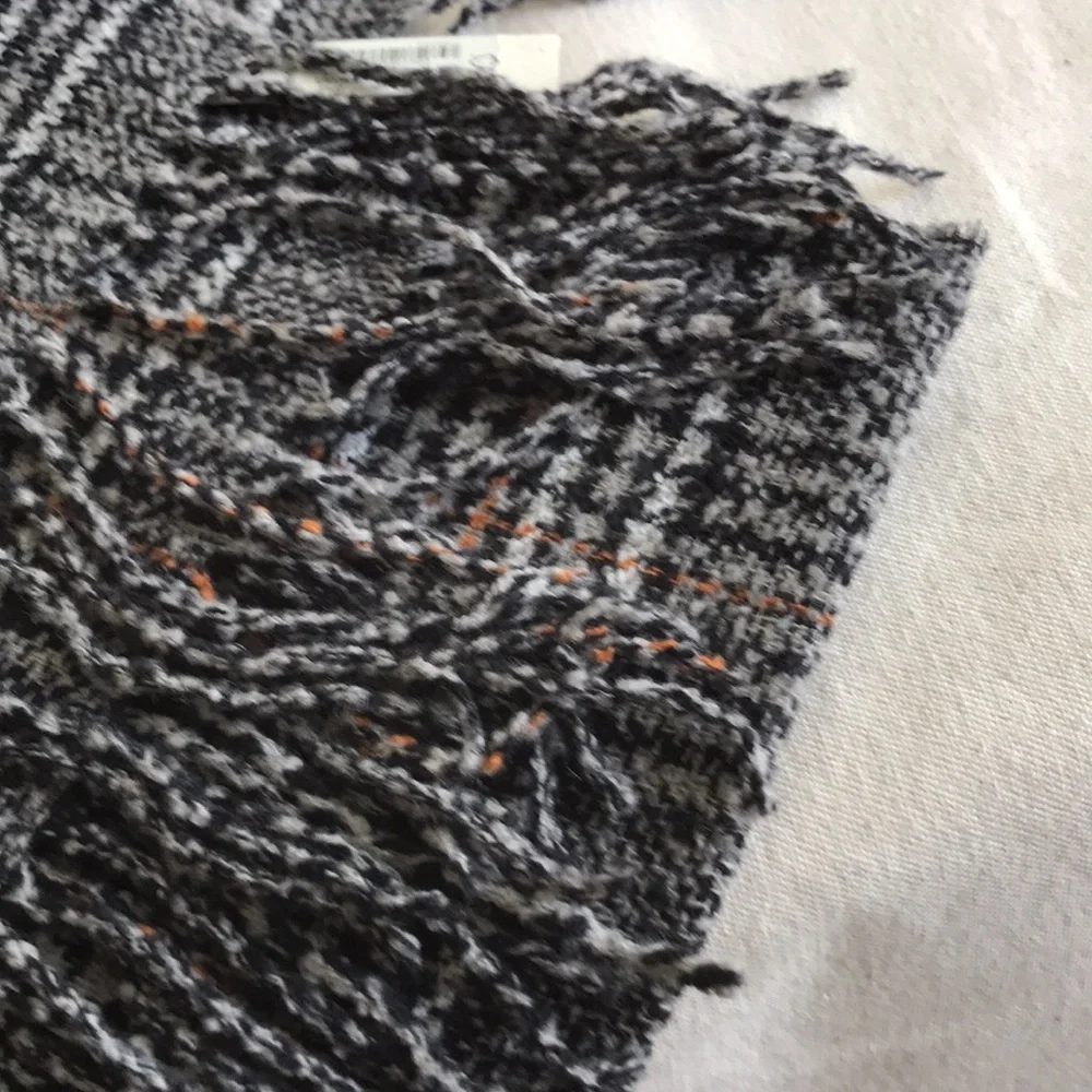 NWT Madewell Menswear tweed pattern plaid scarf grey black Menswear Plaid Scarf